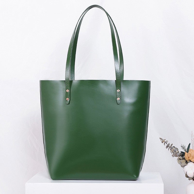 Women's Luxury Vegetable Tanned Leather Large-Capacity Tote Bag