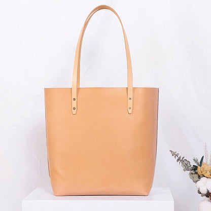 Women's Luxury Vegetable Tanned Leather Large-Capacity Tote Bag