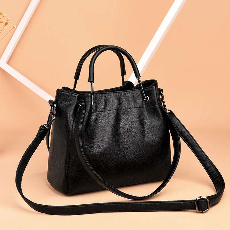 Women's Retro Leather Bucket Tote