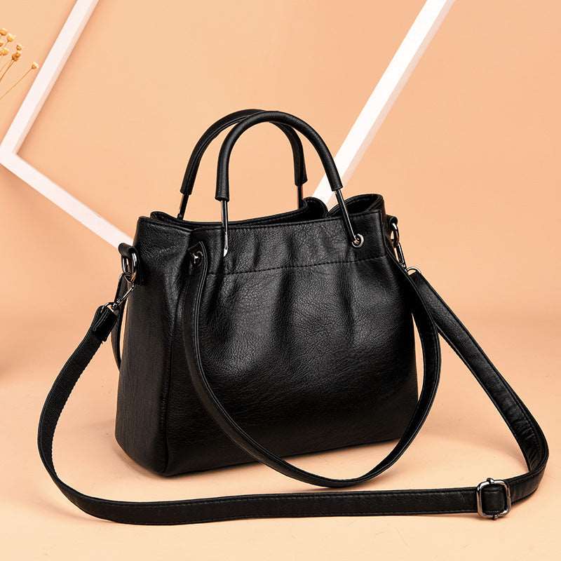 Women's Retro Leather Bucket Tote