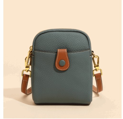 Petit sac à bandoulière pour téléphone portable en cuir de vachette pour femme