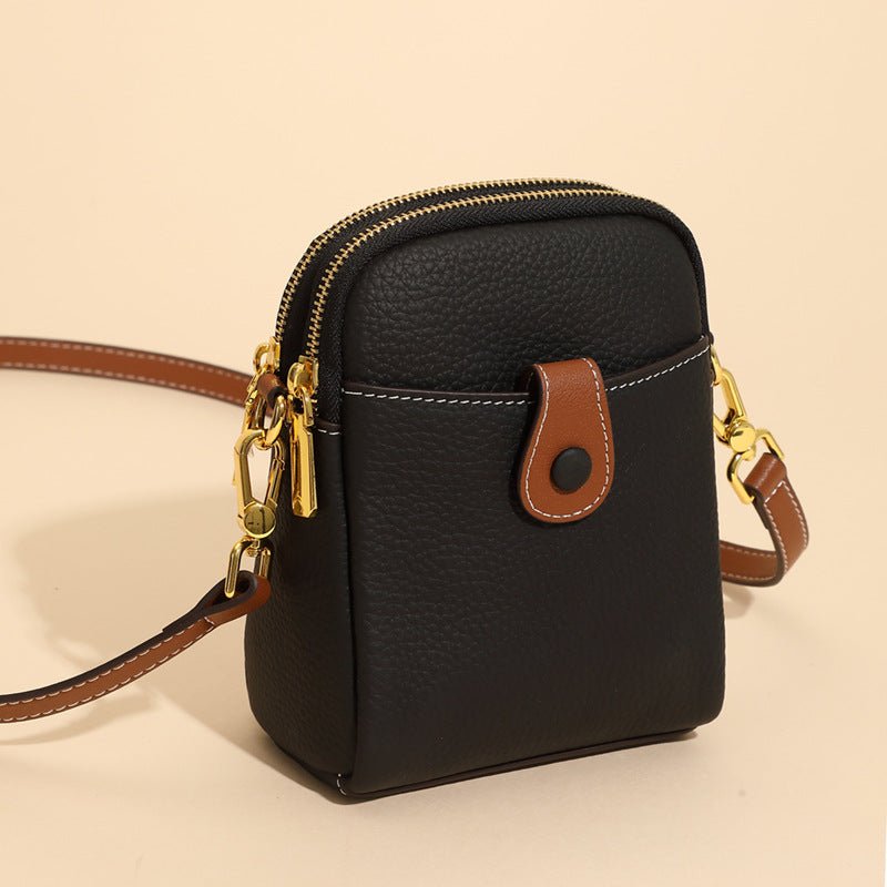 Petit sac à bandoulière pour téléphone portable en cuir de vachette pour femme