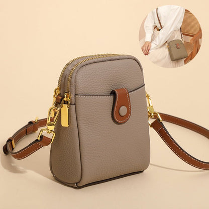 Petit sac à bandoulière pour téléphone portable en cuir de vachette pour femme