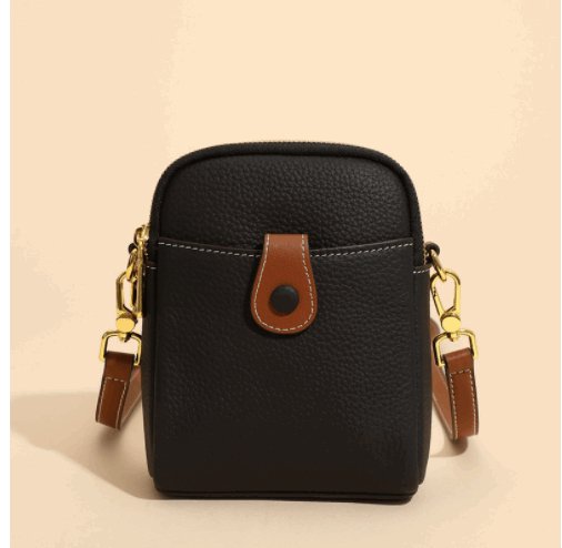 Petit sac à bandoulière pour téléphone portable en cuir de vachette pour femme