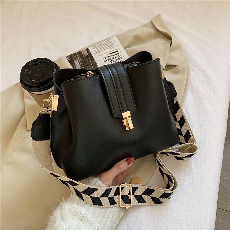 Women's Wide Shoulder Strap Bucket Bag