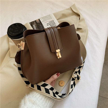 Women's Wide Shoulder Strap Bucket Bag